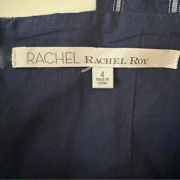 Rachel Roy Linen and Cotton Wide Leg Striped Jumpsuit Women’s size 4 - Picture 11 of 14